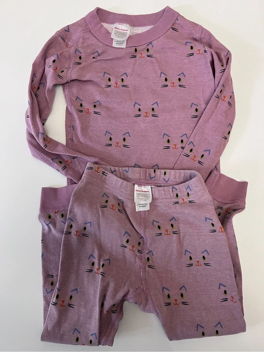 Hanna Andersson Lavender Cat Face Pajama Set